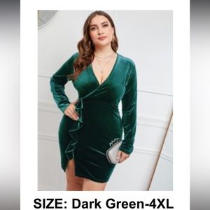 4X SHEIN velvet dress forest green